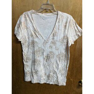 Merona Size XXL Casual Shirt Top Short Sleeve Peach Orange Floral